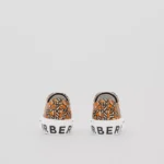 Monogram Print Linen Cotton Canvas Sneakers Bright Orange - Image 3