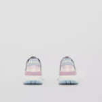 Leather, Suede and Check Nylon Sneakers Pale Grey - Image 2