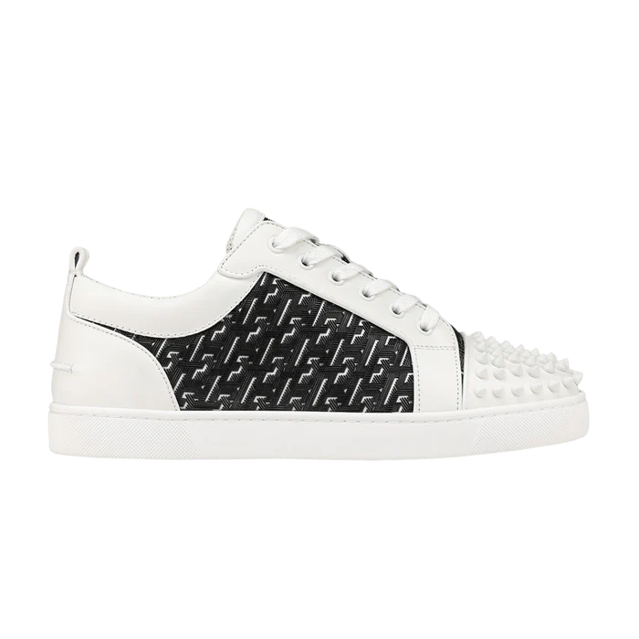 Christian Louboutin Louis Junior Spikes Orlato Flat 'CL Monogram - White Black'