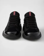 Patent Leather and Technical Fabric Prada America's Cup Sneakers - Black - Image 5