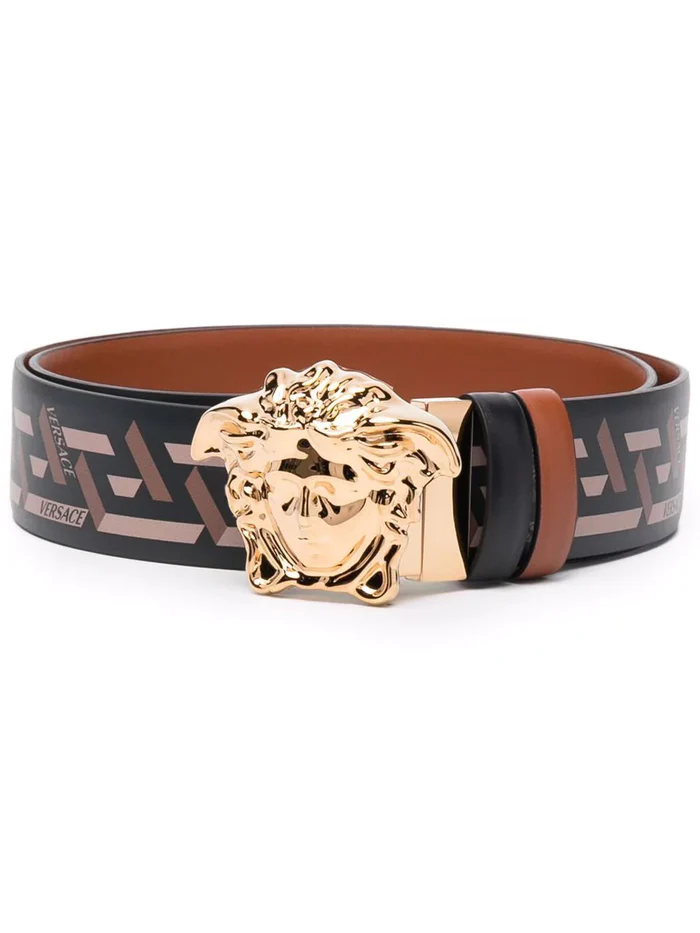 Medusa Head Greca-Print Belt