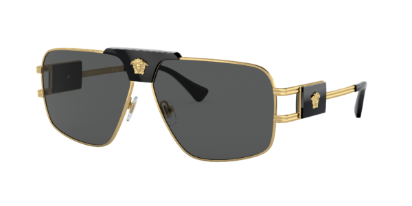 VERSACE VE2251 Gold - Men Luxury Sunglasses, Dark Grey Lens