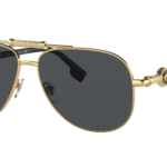 VERSACE VE2236 Gold - Unisex Luxury Sunglasses, Dark Grey Lens