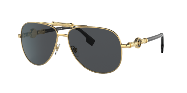 VERSACE VE2236 Gold - Unisex Luxury Sunglasses, Dark Grey Lens